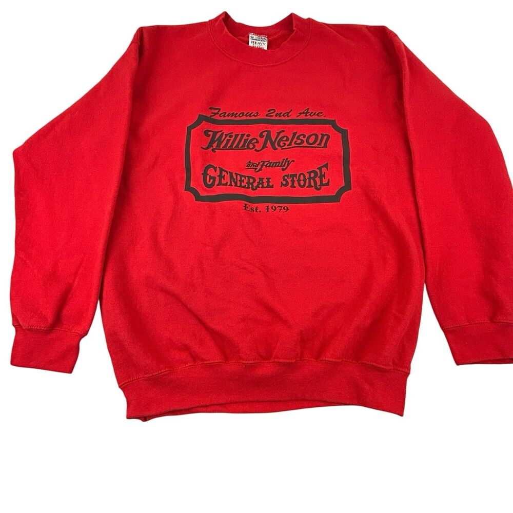 Vintage Willie Nelson & Family General Store Red Crewneck Sweatshirt Size Medium